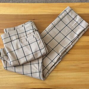 Kim Rogers Tan Windowpane Chinos with Navy Check